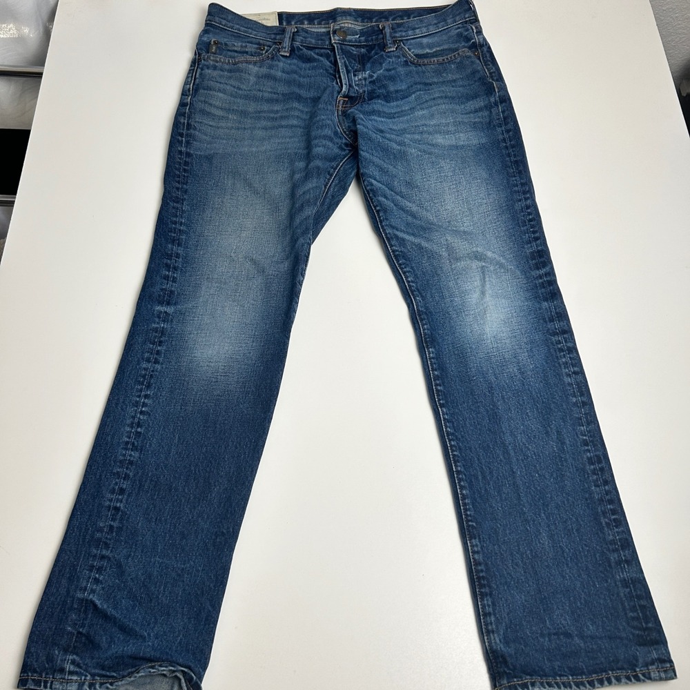 Abercrombie & Fitch Mens Straight Leg Jeans Blue Medium Wash 34x32 Denim Pants